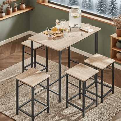 Bartafelset – Barset – Barkrukken – Keukentafel – Bistroset – Stijlvol MDF Tafelblad – Stevig Metalen Frame