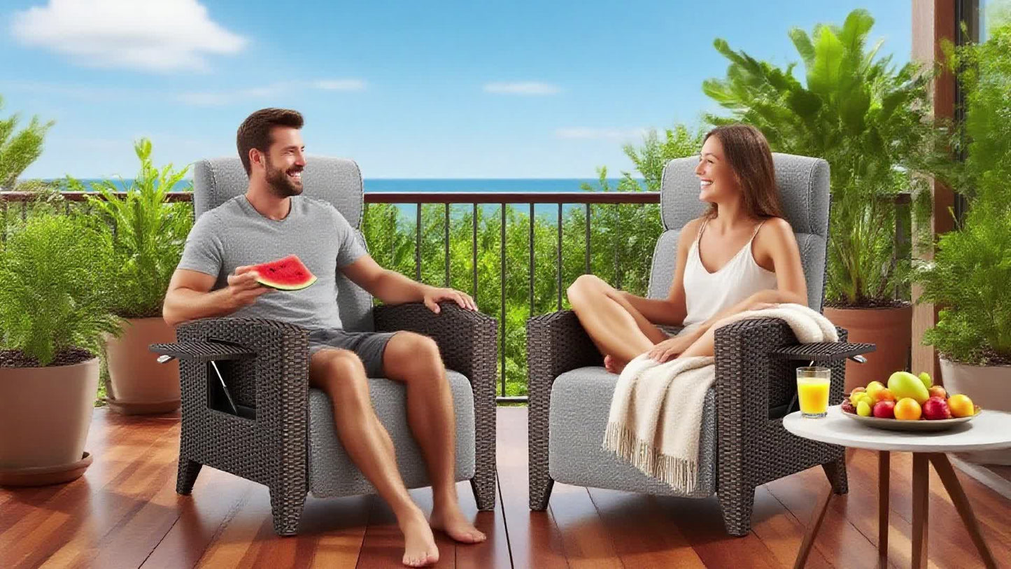 Loungebed – Ligbed – Loungestoel – Ligstoel – Tuinstoel – Verstelbare Rugleuning – Inklapbaar Zijtafeltje – Metaal Frame – Memory Foam Kussen