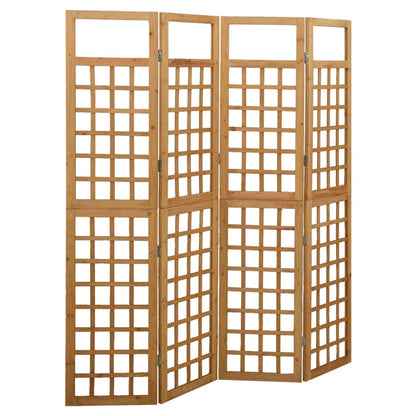 Houten Kamerscherm – Room Divider – Privacy Scherm – Ruimteverdeler – Plantenrek – Massief Vurenhout – 161 x 180 cm – 4 Panelen Inklapbaar – Warm Bruin