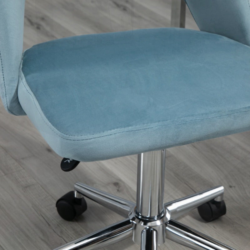 Bureaustoel – Office Chair – Werkstoel – Gaming Stoel – Draaistoel – Verstelbare Zithoogte 31-38 cm – 360° Draaibaar – Stevig Roestvrij Stalen Frame – Ergonomisch Comfort – Blauw