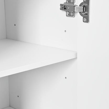 Schoenenkast – Schoenenrek – Schoenenopberger – Halkast – Schoenenkastje – Vloerstaand – Verstelbare Planken – Bamboe Wit Met Gouden Handvat