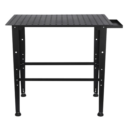 Werkbank Lassen – Werktafel – Montagebank – Lasklemtafel – Werkruimte – Verstelbare Hoogte – Draagvermogen 598,74 kg – Dubbele Opbergplank – Stalen Frame – Compact 91x61 cm – Zwart