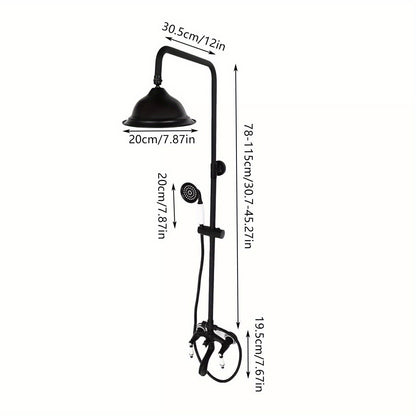 Regendoucheset – Doucheset – Douchekolom – Douchekraan – Douchesysteem – Zwart metalen design – Verstelbare hoogte 78-115 cm – Duurzame messing en RVS constructie