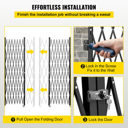 Dubbele Vouwdeur – Vouwdeur Security Gate – Schaarpoort – Rolpoort – Veiligheidspoort – Zwaar Gepoedercoat Staal – 155x310 cm Groot