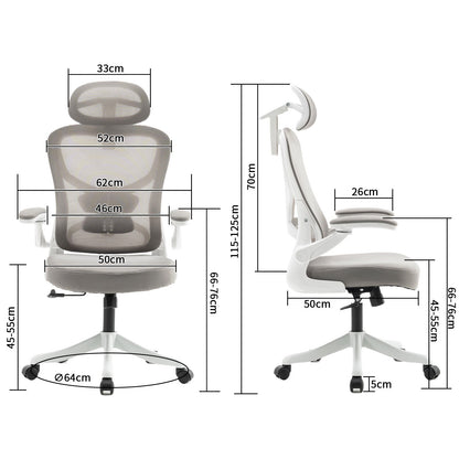 Ergonomic Office Chair, Desk Chair with Adjustable Headrest, Armrests, Lumbar Support, Swivel Chair, Rocker Function, Mesh Executive Chair, Back-Friendly, Office Chair 150 kg