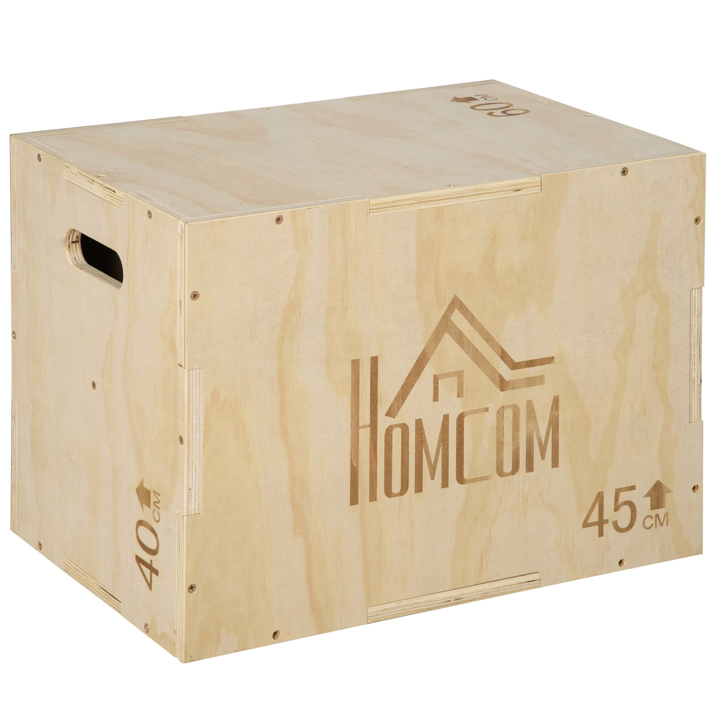 HOMCOM 3 in 1 Plyometric Box Jump Box Muscle Training Fitness & Crossfit Plyobox for Box Training 40/45/60 Cm Wooden - for Fitness Enthusiasts, Crossfit Trainers