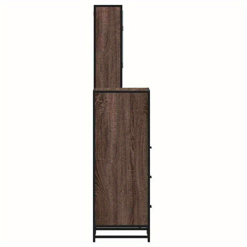 Badkamermeubelset – Badkamerkast – Wastafelonderkast – Spiegelkast – Opbergmeubel – Bruin Eikenlook – 3-Delige Set – Hoogwaardige Materialen