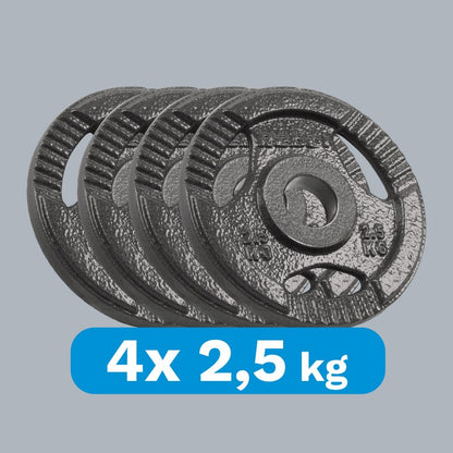 Gietijzeren Gewichtenschijven – Halterschijven – Fitnessgewichten – Krachttrainingsschijven – Dumbbell Schijven – 4x 2,5 kg – 51 mm Gat Met Handgrepen