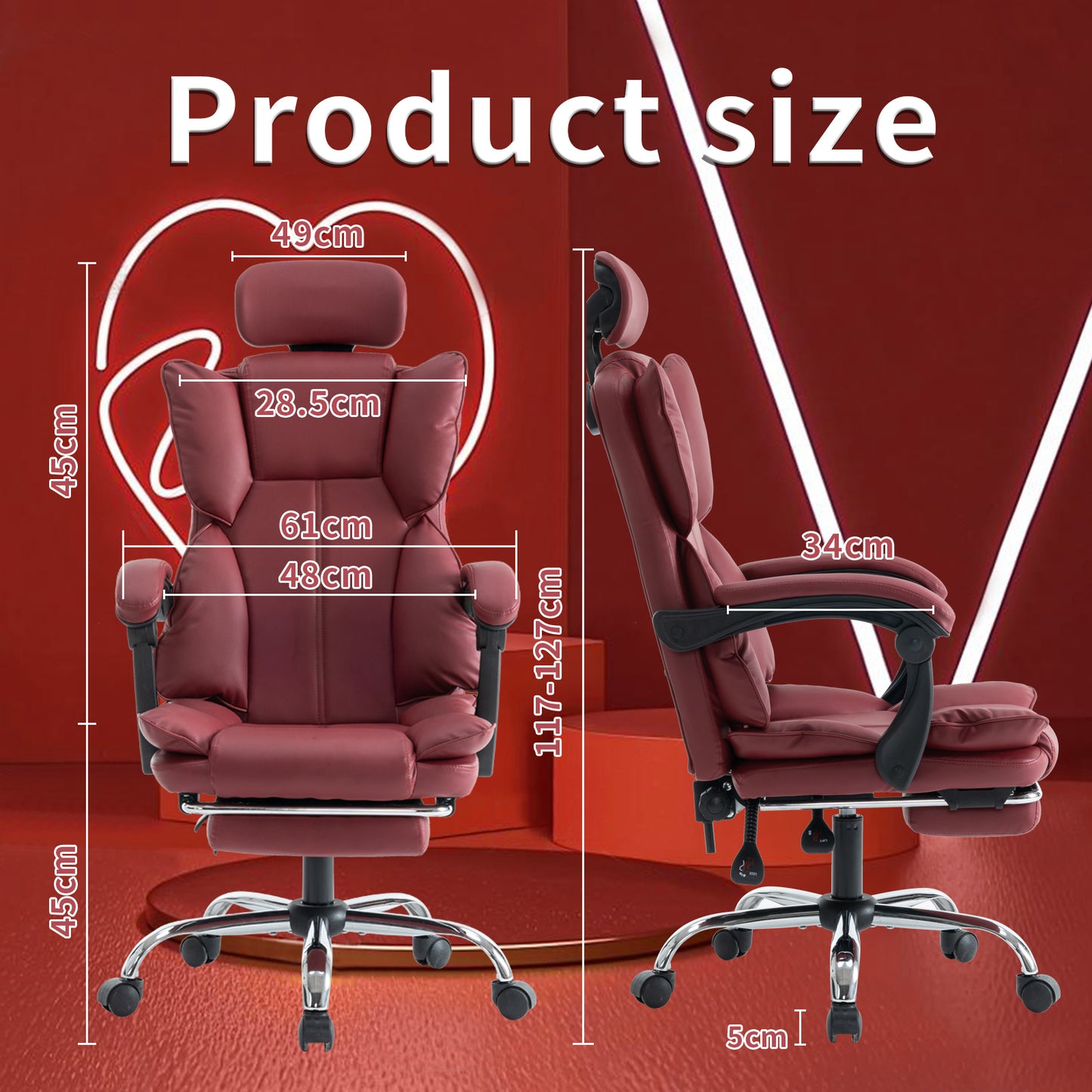 Gamingstoel – Gamestoel – Gaming Chair – Bureaustoel – Game Stoel – Ergonomisch verstelbaar – PU-Leder paars/wit – Zachte schuimvulling – Stevige rugsteun