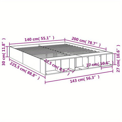 Bedframe Queen Size – Bedframe Met Opbergruimte – Platformbed – Slaapbank – Tweepersoonsbed – Sonoma Eiken – Ruimtebesparend Ontwerp – Stevige Houten Constructie