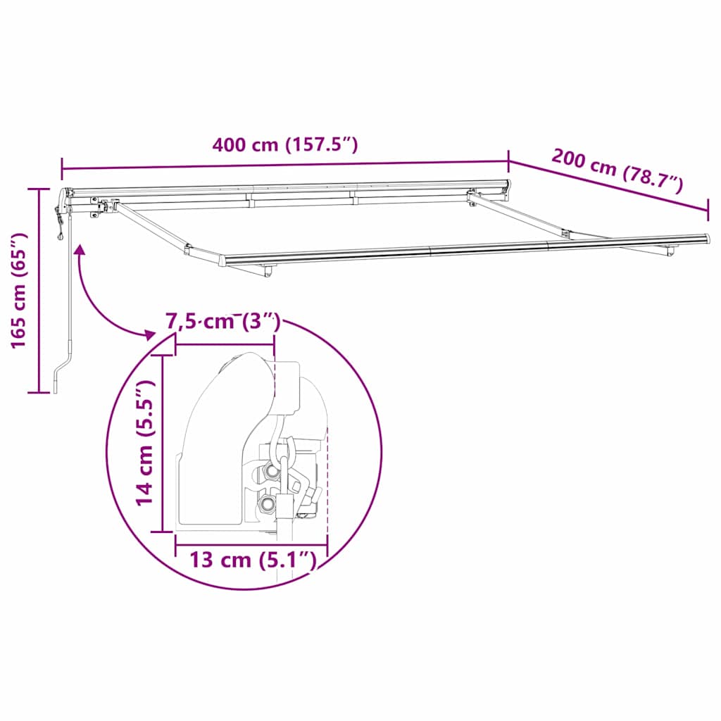 Zonnescherm – Zonwering – Schaduwdoek – Zonneluifel – Terrasoverkapping – Opvouwbaar – Metaal – 4x2 Meter – Weerbestendig Anthraciet