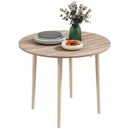 Eettafel – Uitschuifbare Tafel – Klaptafel – Ronde Tafel – Keukentafel – Ruimtebesparend Ontwerp – MDF Met Houten Poot – Ø 89 x 73,5 cm