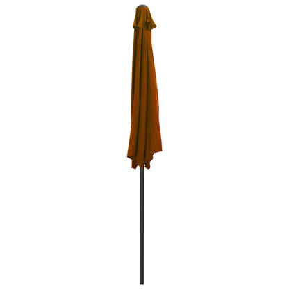 Balkonparasol – Tuinparasol – Stokparasol – Zonnescherm – Muurparasol – Grote Rechthoekige Parasol – Stevige Kunststof Paal – Waterafstotend & Eenvoudig Schoon Te Maken – 270x144x222 cm – Terracotta Rood/Bruin
