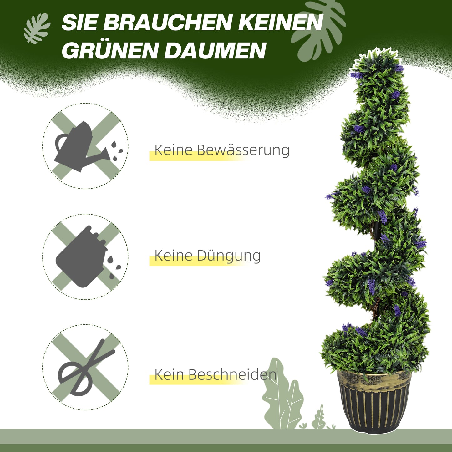 Kunstplant – Kunstbloem – Decoratieplant – Kunstboom – Kunstplantenset – Onderhoudsvrij – 115 cm Hoog
