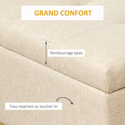 Opbergbank – Opbergbank – Zitkist – Bankje – Opbergbox – Beige Stoffering – Hoog draagvermogen 200 kg – Gouden Metalen Poten – 110x44x48 cm