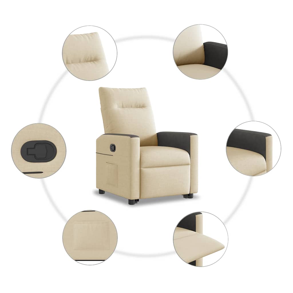 Elektrisch Verstelbare Stoel – Relaxzetel – Liftstoel – Seniorenstoel – Comfortstoel – Met Elektrische Liftfunctie – 6-Punts Massagefunctie – Crème