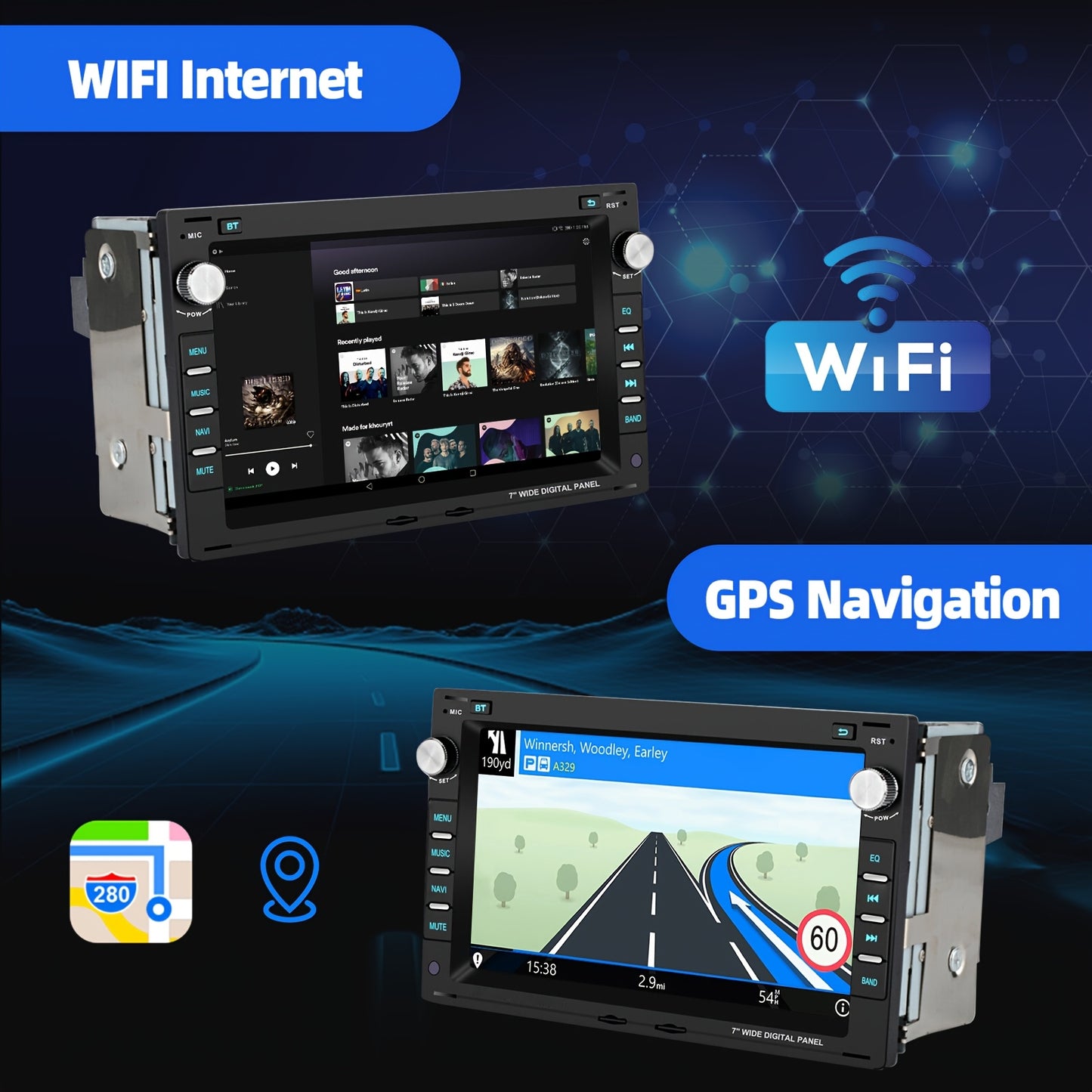 Android 14 Autoradio – Multimedia Systeem – Navigatie Radio – Touchscreen Stereo – DAB+ Radio – 7-Inch HD IPS Touchscreen – Wireless CarPlay & Android Auto – Inclusief AHD Camera