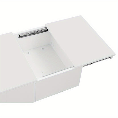 Salontafel – Koffietafel – Bijzettafel – Woonkamertafel – Tafel – Hoogglans Wit – Dubbele Schuifladen – Hout Kunstboard
