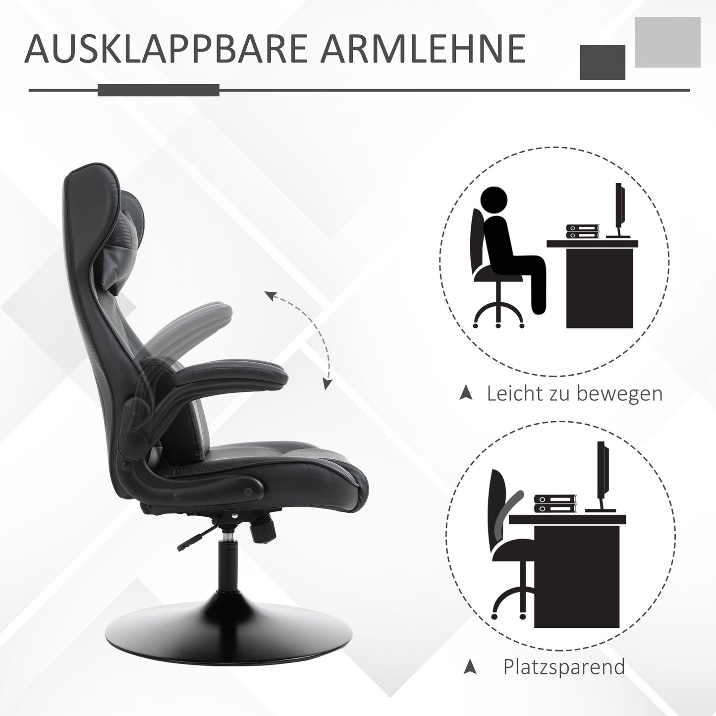 Gamingstoel – Gamestoel – Bureaustoel – Werkstoel – Draaistoel – Ergonomisch Ontwerp – Rockingfunctie – Zwart – Verstelbare Hoek – Nek- en Lendenkussens – Max. 120 kg