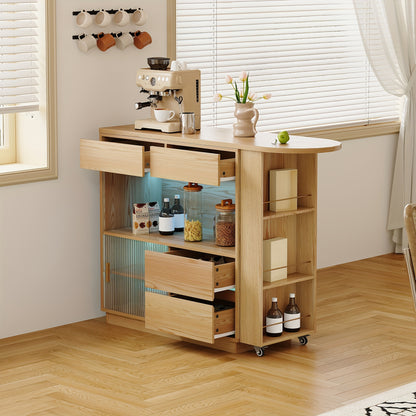Bureau – Hoekbureau – Computertafel – Werktafel – Bureautafel – L-Vormig – Natuurlijke Houtkleur – Hardhouten MDF Constructie – Draaibaar Werkoppervlak – Opbergrekken