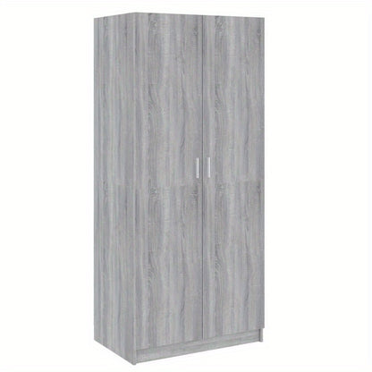 Kledingkast – Garderobekast – Opbergkast – Kledingrek – Kast – Grijs Sonoma Eikenkleurig – Ruimtebesparend 80x52x180 cm – Stevig Bewerkt Hout