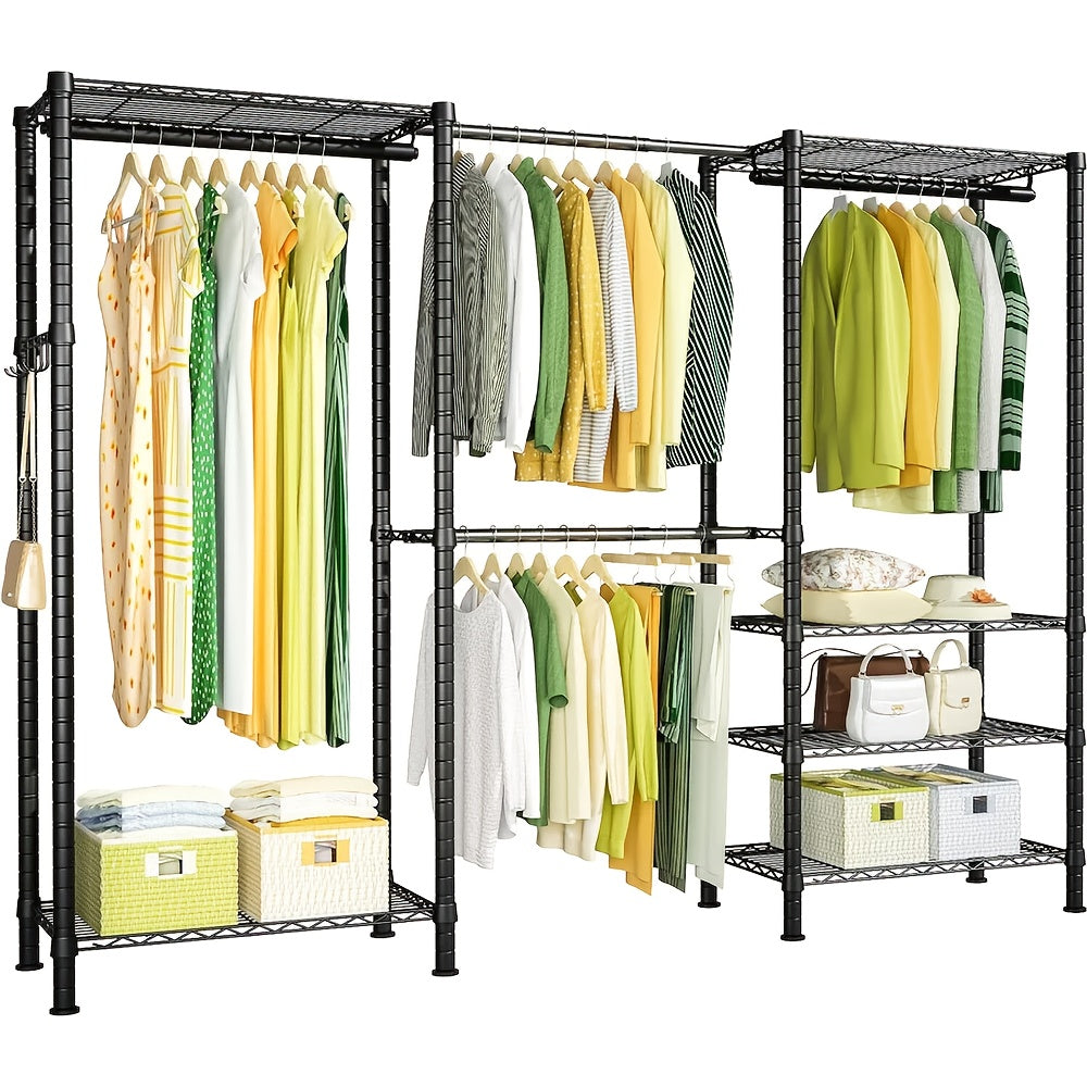 Kledingrek – Garderoberek – Kledinghanger – Dressboy – Kledingstandaard – Verstelbaar 175-230 cm – Carbonstaal Zwart – Draagkracht 395 kg – Ruimtebesparend
