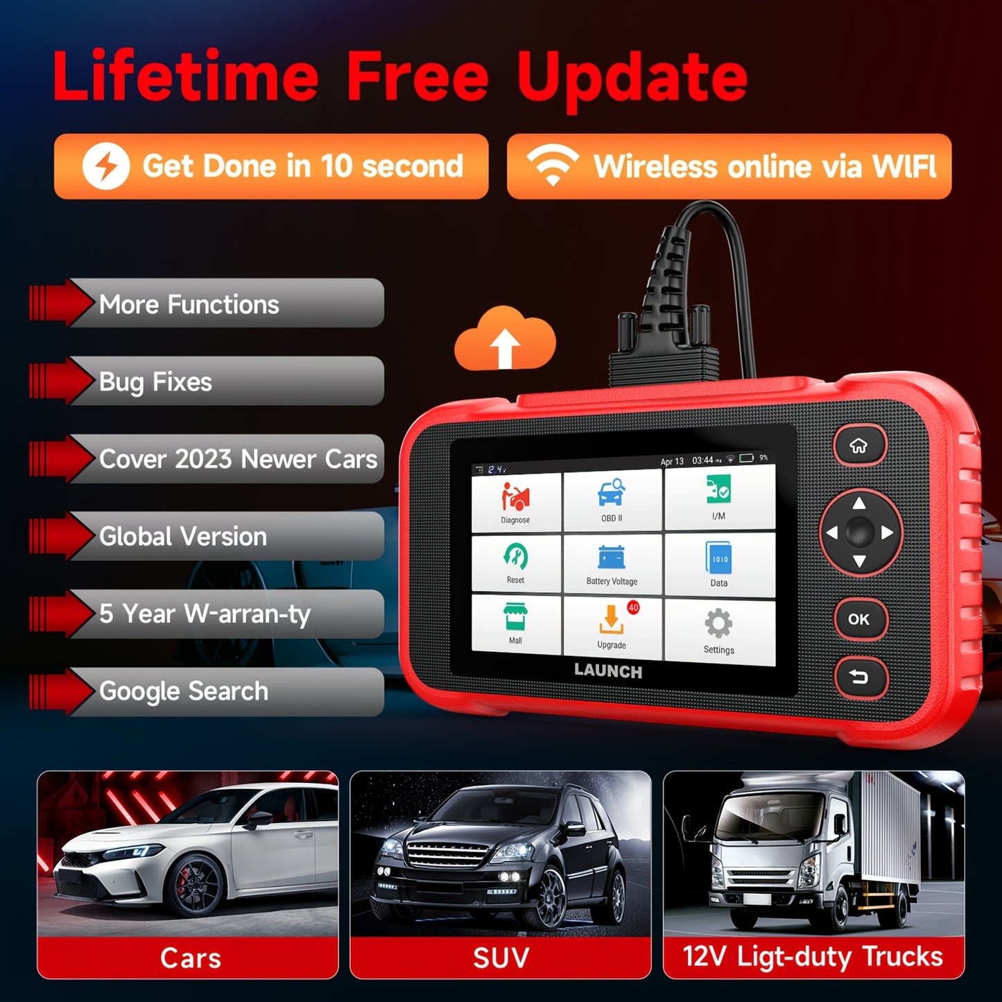 OBD2 Scanner – Auto Uitleesapparaat – Diagnoseapparaat – Storing Verwijderen – Uitleesapparaat – 4 Systeemdiagnose – 6+ Resetfuncties – Draadloze Wifi Updates