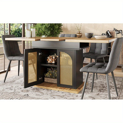 Uitklaptafel – Klaptafel – Vouwtafel – Eettafel – Uitschuiftafel – Ruimtebesparend – Inklapbaar – 110-140x80 cm – Geschikt voor 4-6 Personen – Modern Zwart