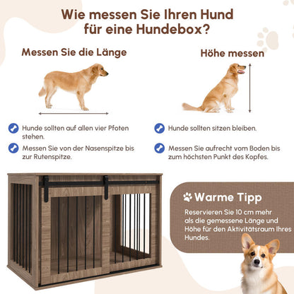 Hondenbench – Hondenkooi – Hondenkooi Meubel – Kleine Huisdierenkooi – Konijnenkooi – Duurzaam Metalen Frame – Walnoot Houtlook Design 98x58x67 cm