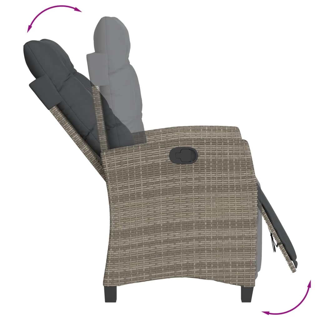 Loungebank – Tuinbank – Loungeset – Zitgroep – Outdoor Bank – Verstelbare Rug- en Voetensteun – Weerbestendig PE-Rattan