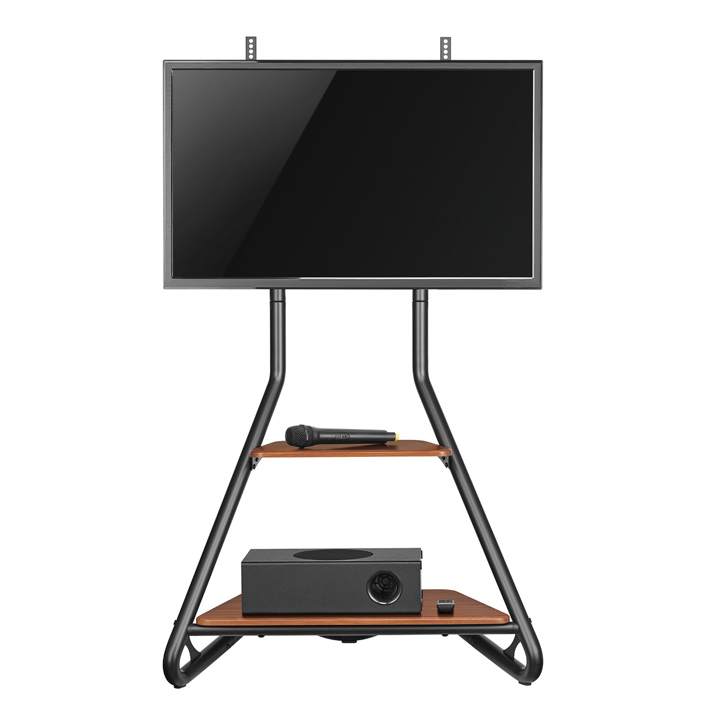 Universele TV-standaard – TV-meubel – TV-houder – TV-voet – TV-plank – Geschikt voor 37-75 Inch – Met Houten Planken en Kabelbeheer