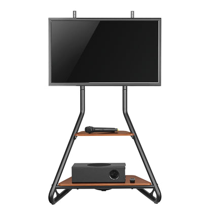 Universele TV-standaard – TV-meubel – TV-houder – TV-voet – TV-plank – Geschikt voor 37-75 Inch – Met Houten Planken en Kabelbeheer