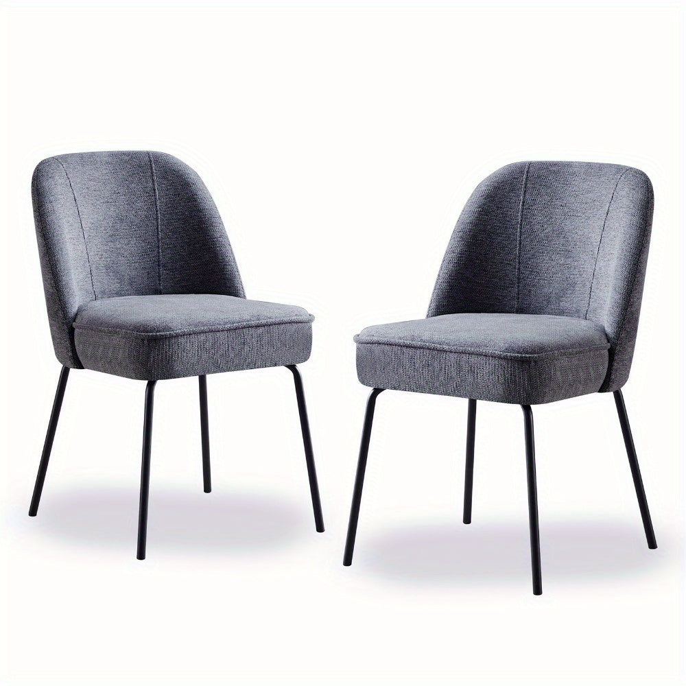 Eetkamerstoel – Stoel – Dining Chair – Büro Stuhl – Zithoek Stoel – Set van 2 Grijs – Katoen-Linnen Bekleding – 12 cm Dikke Veerkrachtige Zitting