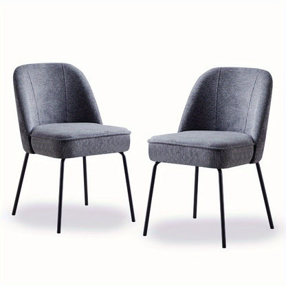 Eetkamerstoel – Stoel – Dining Chair – Büro Stuhl – Zithoek Stoel – Set van 2 Grijs – Katoen-Linnen Bekleding – 12 cm Dikke Veerkrachtige Zitting