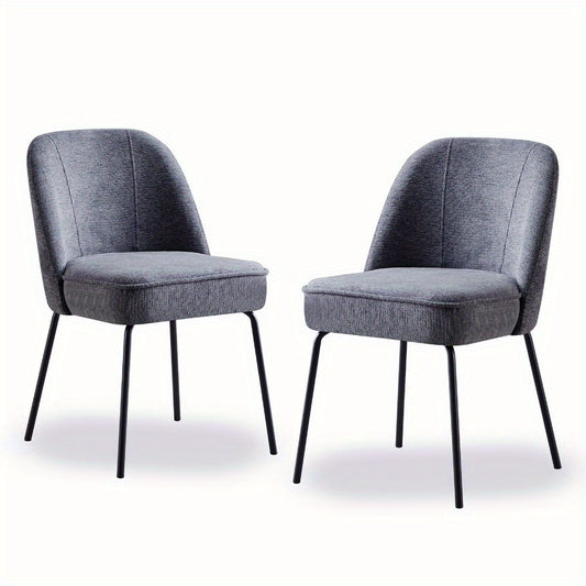 Eetkamerstoel – Stoel – Dining Chair – Büro Stuhl – Zithoek Stoel – Set van 2 Grijs – Katoen-Linnen Bekleding – 12 cm Dikke Veerkrachtige Zitting
