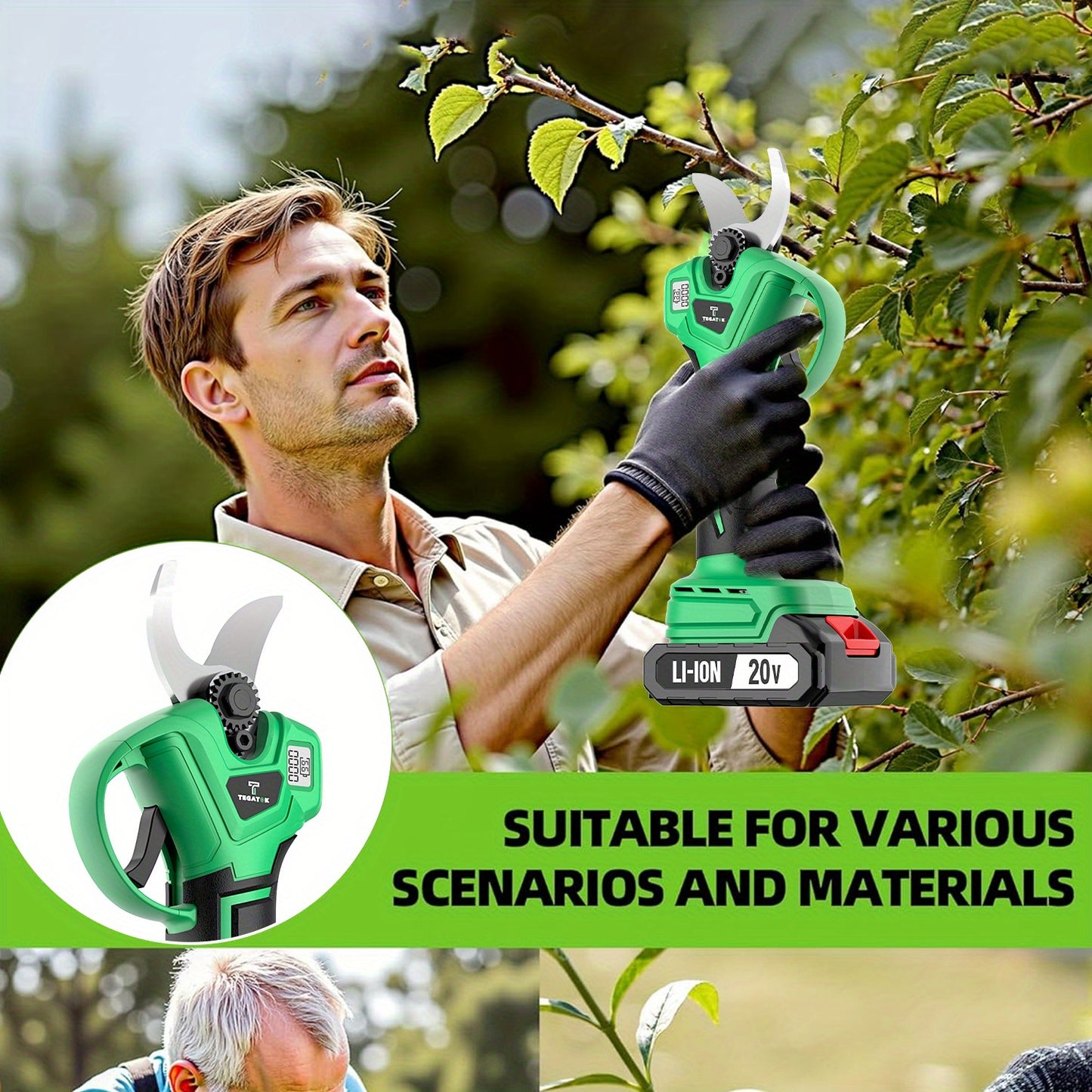 Takkensnijder – Snoerloze Snoeischaar – Elektrische Takkenknipper – Tuinschaar – Lithium Accu Snoeier – 25 Mm Snijbreedte – Digitale Batterijindicator