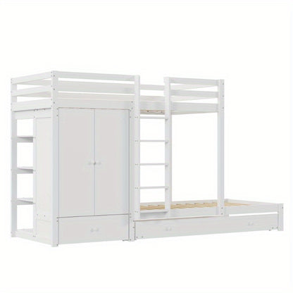 Hoogslaper – Stapelbed – Uitschuifbed – Bedbank – Bedkast – Met Ingebouwde Laden & Opbergruimte – Robuust Metalen Frame – Compact & Ruimtebesparend