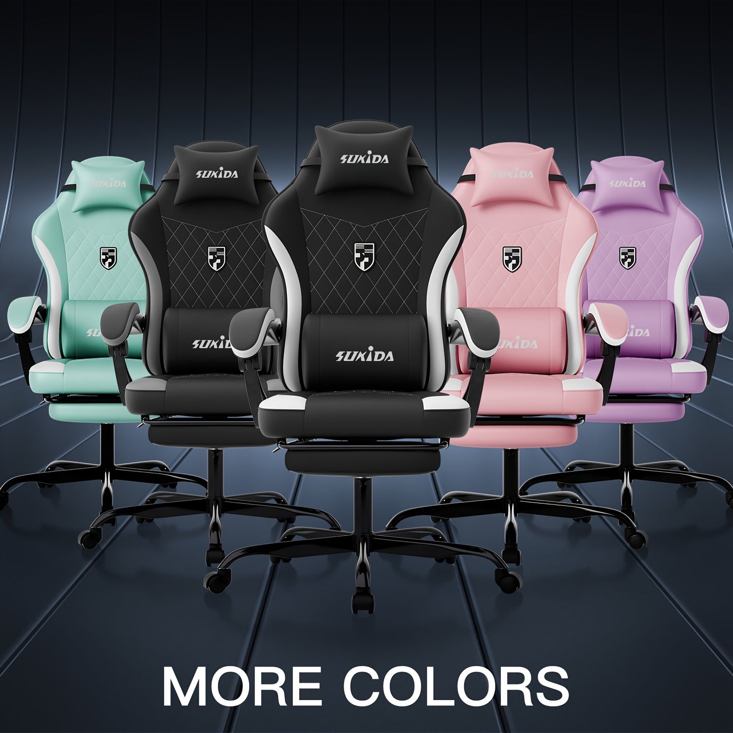 Gamingstoel – Bureaustoel – Gamestoel – Stoel Met Voetensteun – Ergonomische Stoel – Memory Foam Zitting – Instelbare Rugleuning – Zwart-Wit