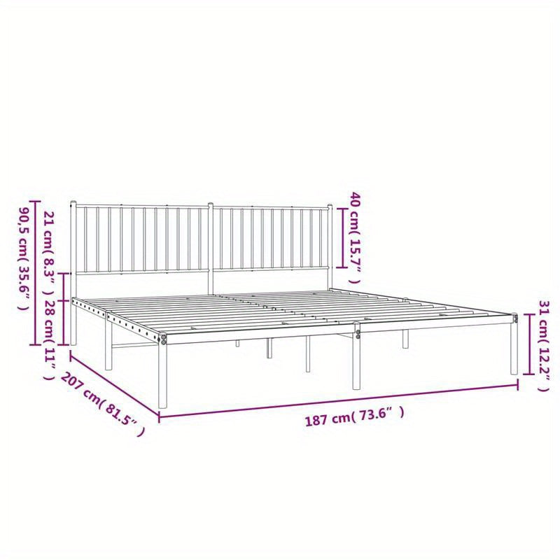 Bedframe – Bedombouw – Boxspring – Slaapkamerbed – Ledikant – Metaal Wit – 180x200 cm – Stevig en Modern Design