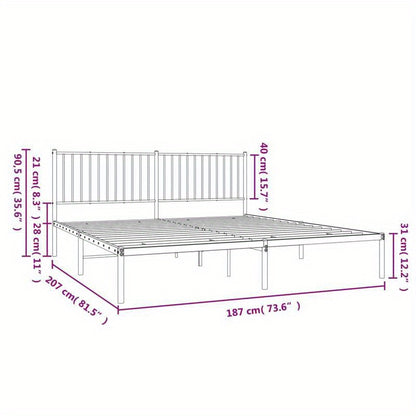 Bedframe – Bedombouw – Boxspring – Slaapkamerbed – Ledikant – Metaal Wit – 180x200 cm – Stevig en Modern Design