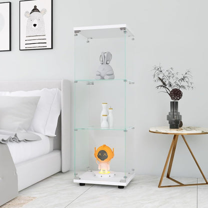 Glazen Vitrinekast – Vitrinekast – Displaykast – Collectiekast – Dressoir – 3 Glazen Planken – Met Slot – Wit – 125x42x36 cm