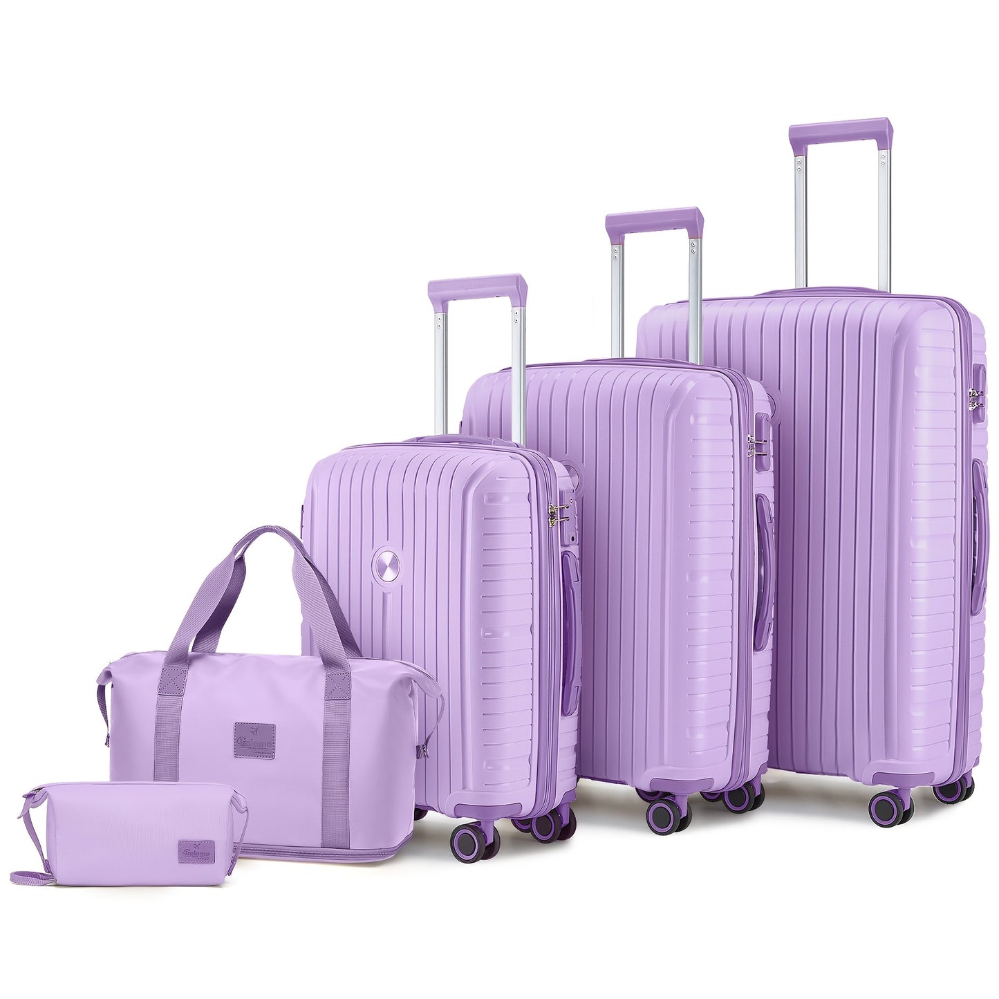 Lichtgewicht Reiskofferset – Kofferset – Bagageset – Spinner Koffer – Trolley – Paars Met Tote Bag – Hard ABS Materiaal – TSA Combinatieslot