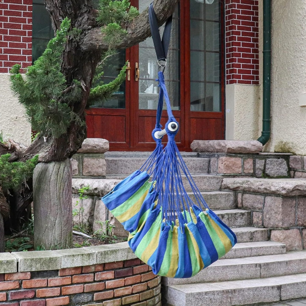Hangstoel – Hangstoel Met Standaard – Hangmatstoel – Schommelstoel – Tuinstoel – Regenboogstrepen – Draagkracht Tot 150 kg – Zitbreedte 80 cm