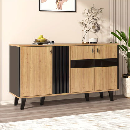 Modern Bamboo Hallway Organizer & Sideboard with Storage - Freestanding Entryway Cabinet with Doors & Shelves, Space-Saving Design for Hallway, Living Room, Bedroom - Easy Assembly, Natural Brown Finish, 140x78.5x41cm (55"x31