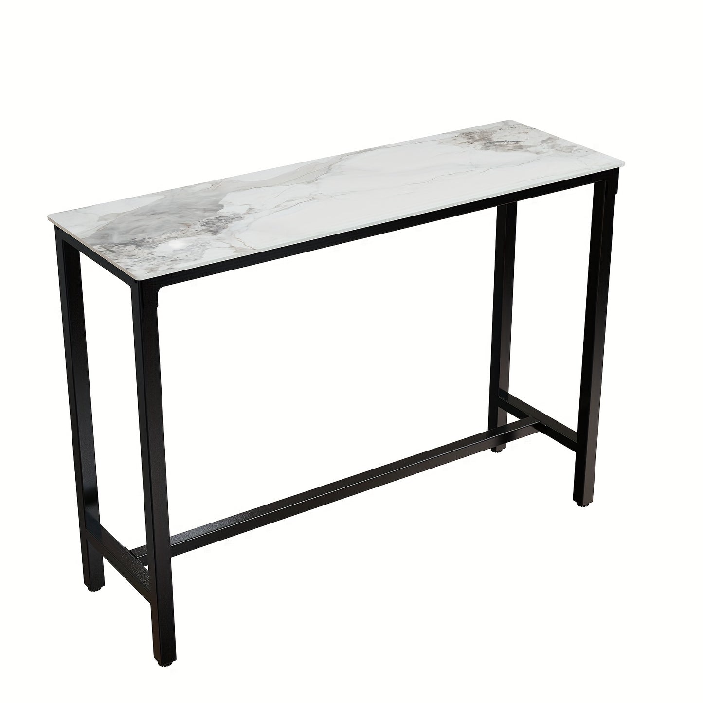 Bartafel Hoog – Barkruktafel – Statafel – Barmeubel – Keukentafel – Wit Zwart Sintered Stone Blad – Metaal Frame – Hittebestendig – 105 cm Hoog