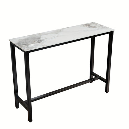 Bartafel Hoog – Barkruktafel – Statafel – Barmeubel – Keukentafel – Wit Zwart Sintered Stone Blad – Metaal Frame – Hittebestendig – 105 cm Hoog