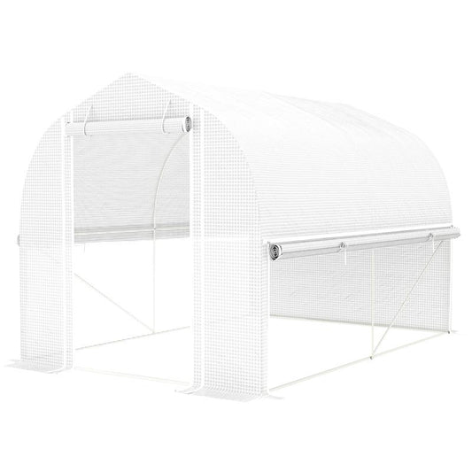 Kweekkas – Tuinkas – Broeikas – Plantenkas – Serre – Gegalvaniseerd Stalen Frame – UV-Bestendige Witte Hoes – 3x2x2 Meter – Ventilatie Met 4 Ramen En Oproldeur