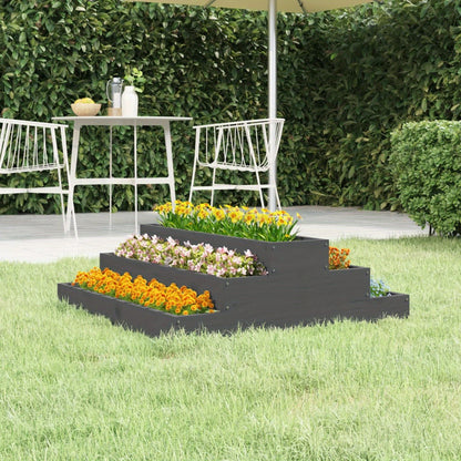 Plantenbak – Bloembak – Moestuinbak – Kruidenbak – Tuinbak – Verhoogde Houten Plantenbak – Stevig Dicht Dennenhout – 80x80x27 cm – Grijs