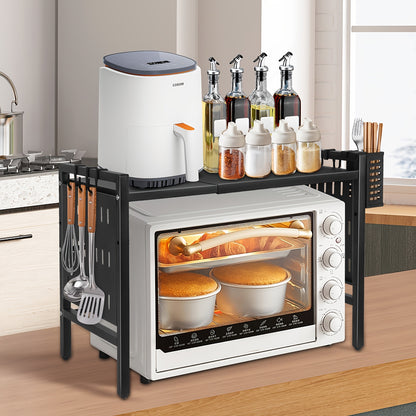 Adjustable Oven Rack 38-67cm, Carbon Steel Kitchen Counter Organizer - 45cm Height For Microwave, Toaster & Appliances, Heavy Duty Storage Shelf
