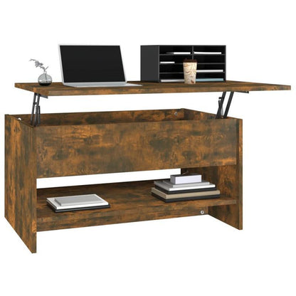Modern Rectangular Solid Acacia Wood Coffee Table - 80x50x40cm, Smoked Oak Finish, Lightweight & Durable, Easy Assembly, No Power Needed, Perfect for Living Room or Outdoor Spaces, Indoor/Outdoor Use, Coffee Table for Living